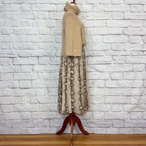 Theory Merino Wool Camel Hair Blend Tan Turtleneck Drop Shoulder Sweater - Picture 7 of 9